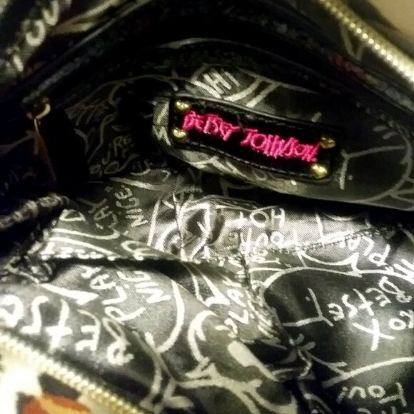 Betsey Johnson Cheetah/Leopard Print Bag/Purse with patent leather accents - Picture 7 of 11